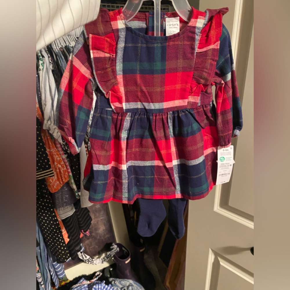 Dress with navy tights